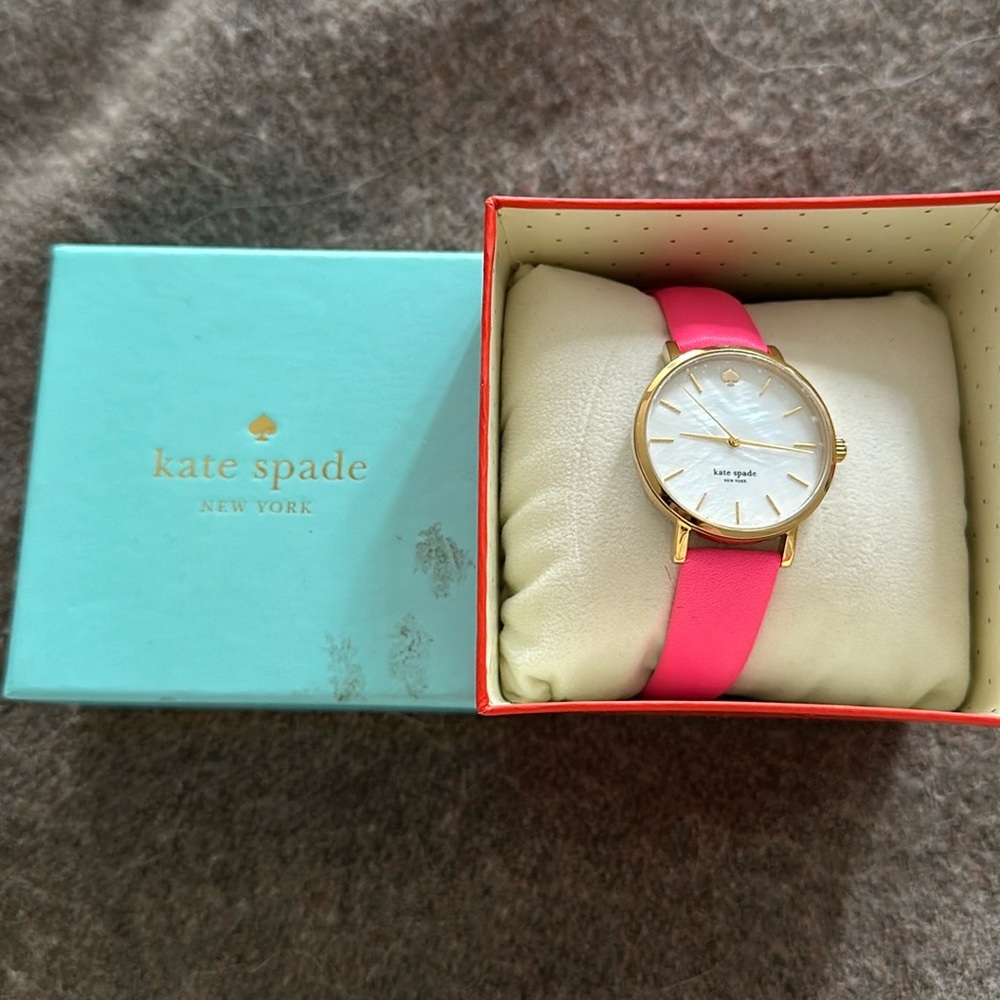 Kate Spade Leather Watch with Pearl Face